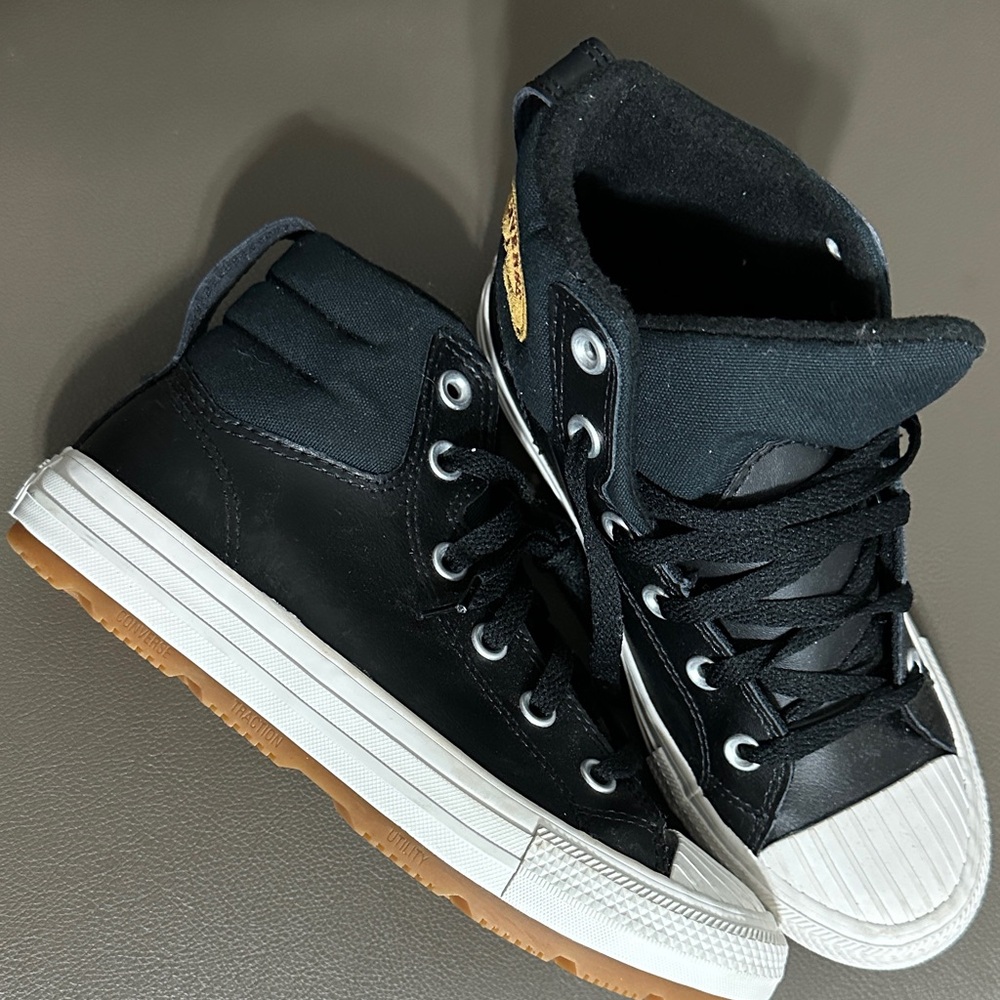 Stylish Black and White Kids High-Top Sneakers